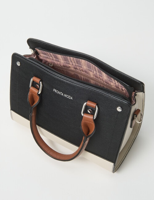 Pronta Moda Multi Colour Shopper Bag, Black product photo View 06 L