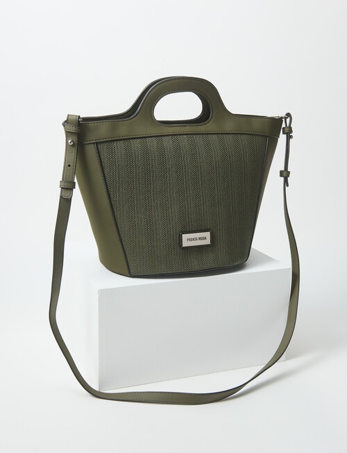 Pronta Moda Textured Shopper Bag, Olive product photo