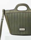 Pronta Moda Textured Shopper Bag, Olive product photo View 04 S