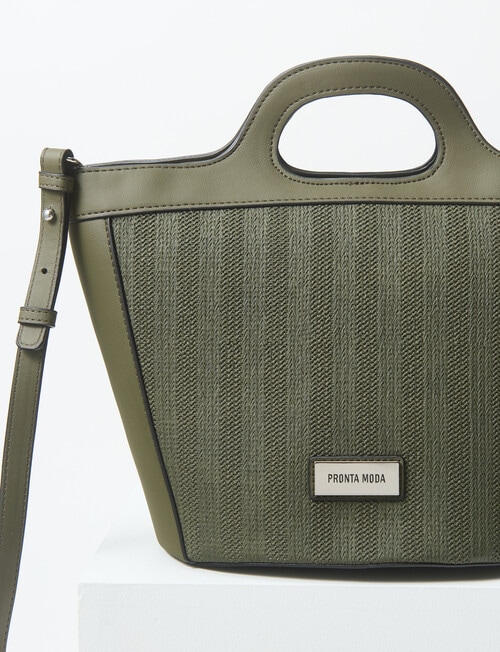 Pronta Moda Textured Shopper Bag, Olive product photo View 04 L