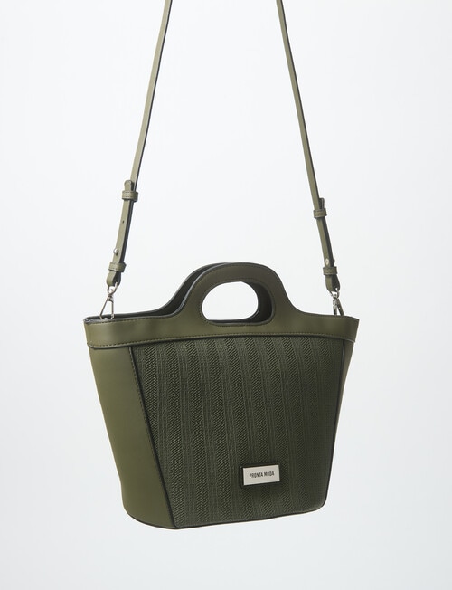 Pronta Moda Textured Shopper Bag, Olive product photo View 05 L