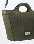 Pronta Moda Textured Shopper Bag, Olive product photo View 06 S