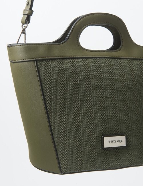 Pronta Moda Textured Shopper Bag, Olive product photo View 06 L