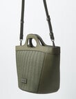 Pronta Moda Textured Shopper Bag, Olive product photo View 07 S