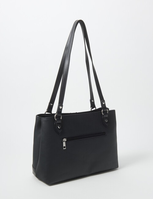 Pronta Moda Stitch Detail Tote Bag, Black product photo View 02 L