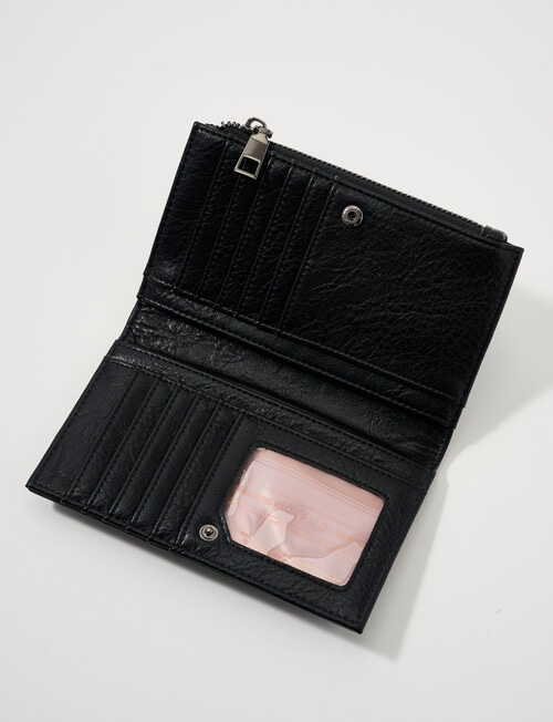 Pronta Moda Saddle Stitch Detail Wallet, Black product photo View 03 L