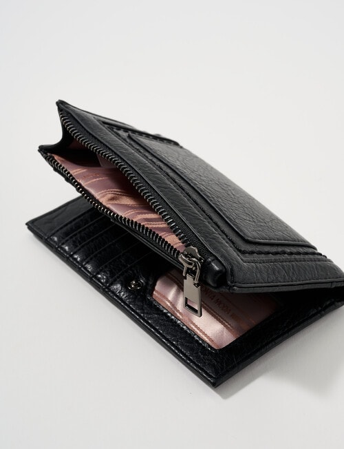 Pronta Moda Saddle Stitch Detail Wallet, Black product photo View 04 L