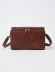 Pronta Moda Saddle Stitch Crossbody Bag, Brown product photo View 02 S