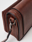 Pronta Moda Saddle Stitch Crossbody Bag, Brown product photo View 05 S