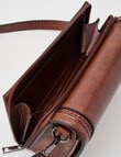 Pronta Moda Saddle Stitch Crossbody Bag, Brown product photo View 07 S