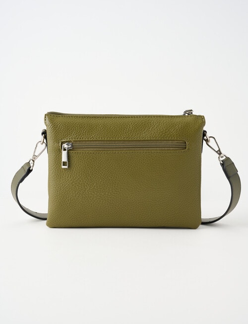 Pronta Moda 3 Compartment Crossbody Bag, Olive product photo View 02 L