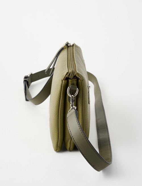 Pronta Moda 3 Compartment Crossbody Bag, Olive product photo View 04 L