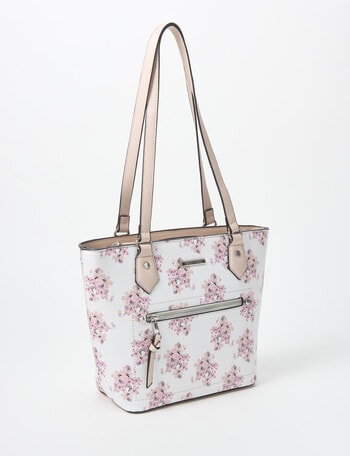 Pronta Moda Floral Shopper Bag, White product photo