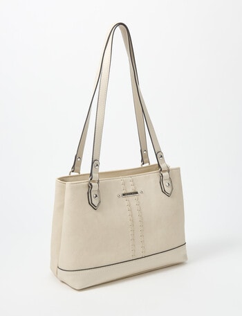 Pronta Moda Stitch Detail Tote Bag, Bone product photo