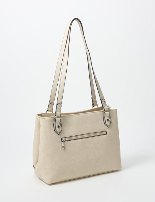 Pronta Moda Stitch Detail Tote Bag, Bone product photo View 02 L