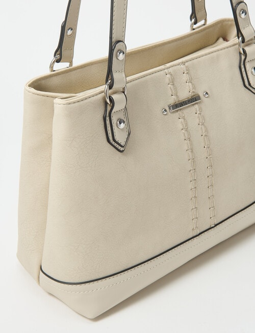Pronta Moda Stitch Detail Tote Bag, Bone product photo View 05 L