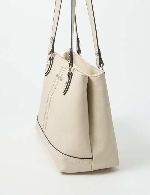Pronta Moda Stitch Detail Tote Bag, Bone product photo View 06 L