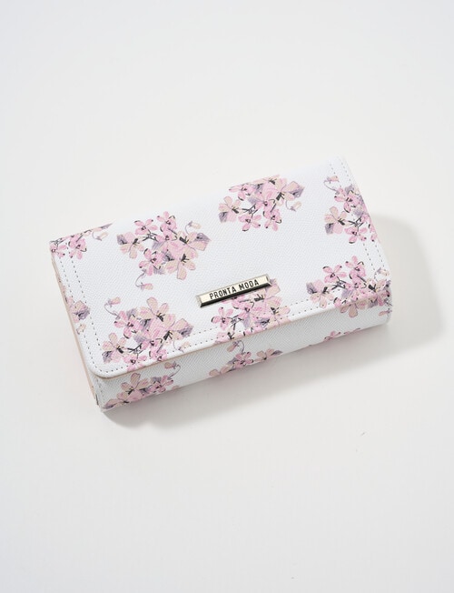 Pronta Moda Floral Large Wallet, White product photo