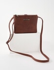 Pronta Moda Saddle Stitch Flap Crossbody Bag, Brown product photo