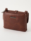 Pronta Moda Saddle Stitch Flap Crossbody Bag, Brown product photo View 03 S