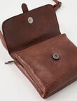 Pronta Moda Saddle Stitch Flap Crossbody Bag, Brown product photo View 07 S