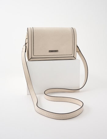 Pronta Moda Saddle Stitch Crossbody Bag, Bone product photo