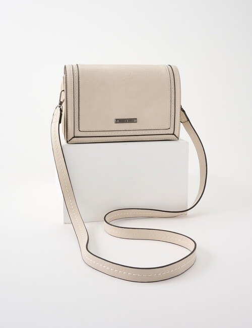 Pronta Moda Saddle Stitch Crossbody Bag, Bone product photo