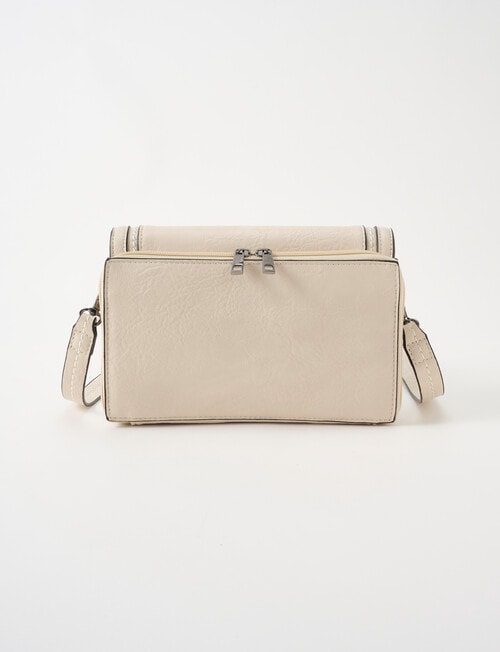 Pronta Moda Saddle Stitch Crossbody Bag, Bone product photo View 02 L