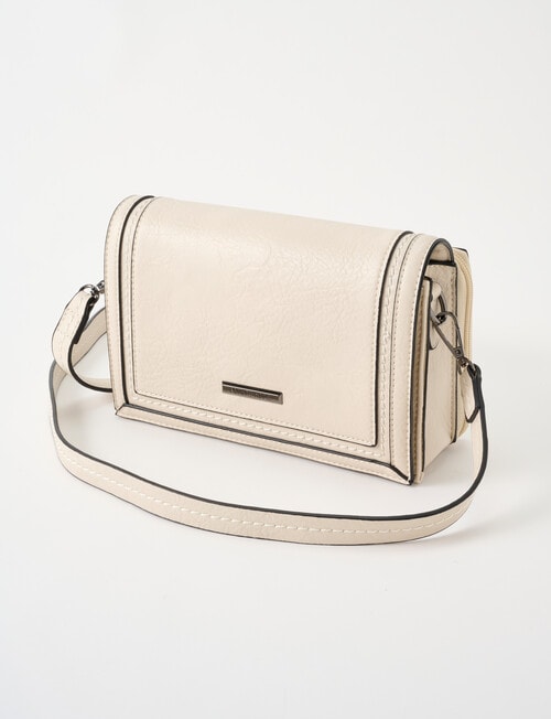 Pronta Moda Saddle Stitch Crossbody Bag, Bone product photo View 03 L
