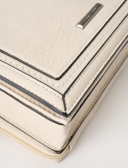 Pronta Moda Saddle Stitch Crossbody Bag, Bone product photo View 05 L