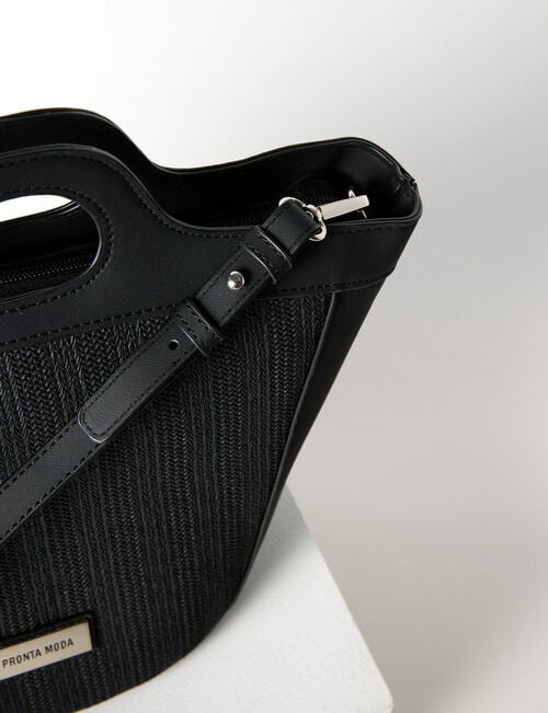 Pronta Moda Textured Shopper Bag, Black product photo View 02 L