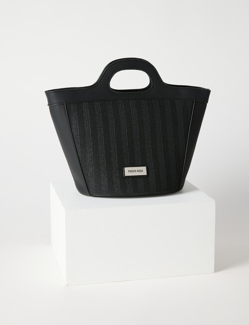 Pronta Moda Textured Shopper Bag, Black product photo View 03 L