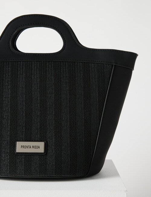 Pronta Moda Textured Shopper Bag, Black product photo View 04 L