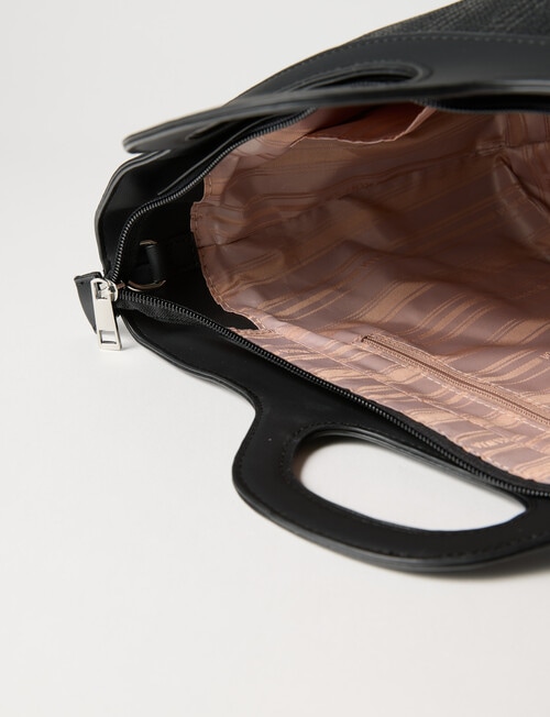 Pronta Moda Textured Shopper Bag, Black product photo View 06 L