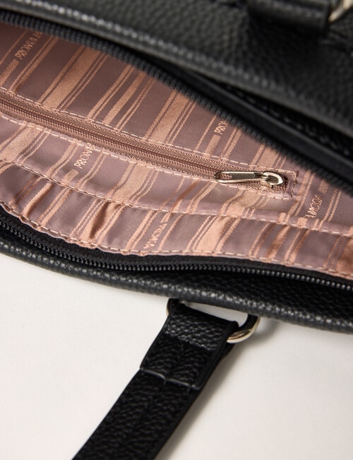 Pronta Moda Stitch Detail Tote Bag, Black product photo View 06 L