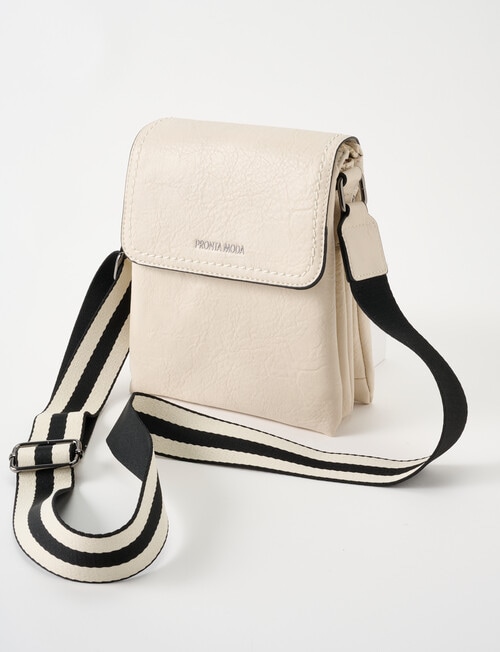 Pronta Moda Multi Comp Crossbody Bag, Bone product photo View 03 L