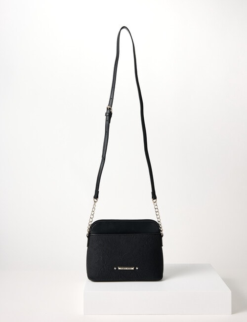 Pronta Moda Paisley Embossed Crossbody Bag, Black product photo View 03 L