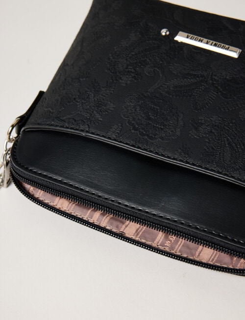 Pronta Moda Paisley Embossed Crossbody Bag, Black product photo View 05 L
