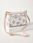 Pronta Moda Floral Zipped Crossbody Bag, White product photo