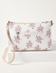 Pronta Moda Floral Zipped Crossbody Bag, White product photo View 02 S