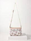 Pronta Moda Floral Zipped Crossbody Bag, White product photo View 03 S