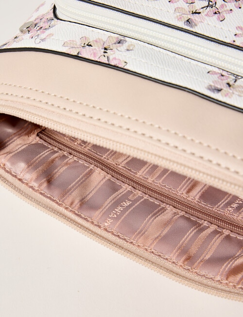 Pronta Moda Floral Zipped Crossbody Bag, White product photo View 05 L