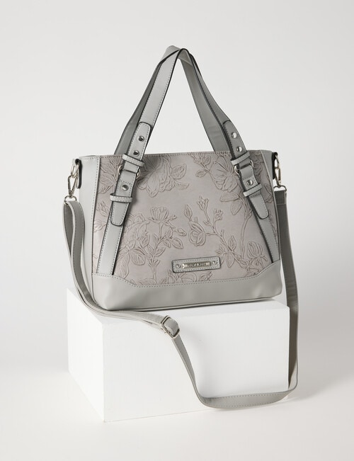 Pronta Moda Floral Embossed Shopper Bag, Grey product photo