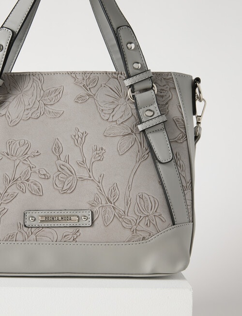 Pronta Moda Floral Embossed Shopper Bag, Grey product photo View 02 L
