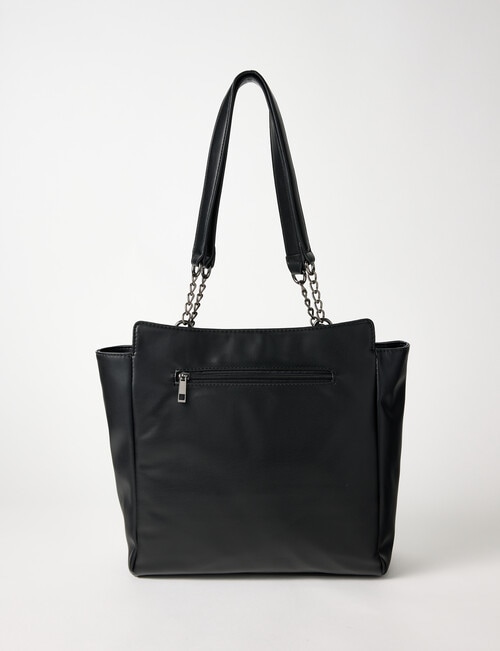 Pronta Moda Chain Detail Tote Bag, Black product photo View 02 L