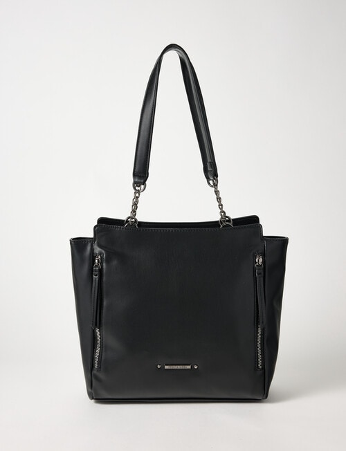 Pronta Moda Chain Detail Tote Bag, Black product photo View 03 L