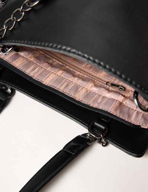 Pronta Moda Chain Detail Tote Bag, Black product photo View 05 L
