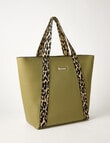 Pronta Moda Leopard Trim Large Tote Bag, Avocado product photo