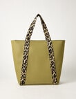 Pronta Moda Leopard Trim Large Tote Bag, Avocado product photo View 02 S