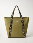 Pronta Moda Leopard Trim Large Tote Bag, Avocado product photo View 03 S